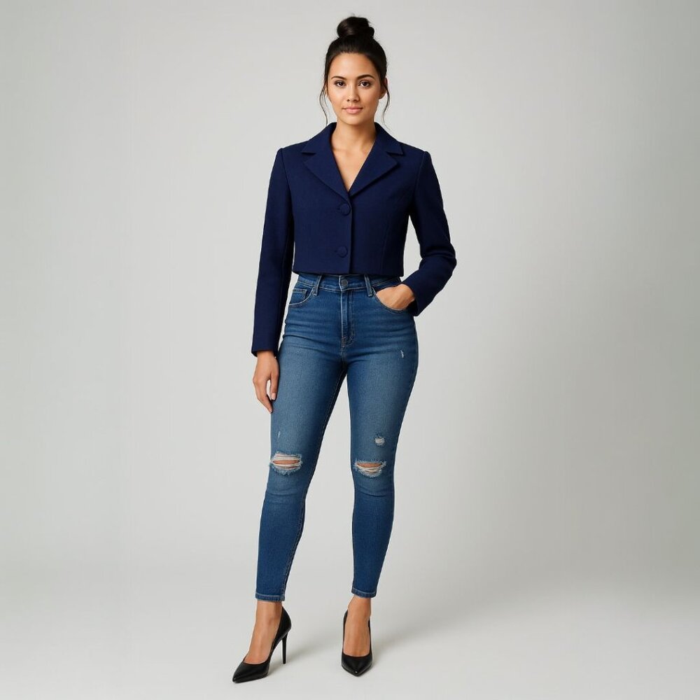 Cider Navy Cropped Blazer